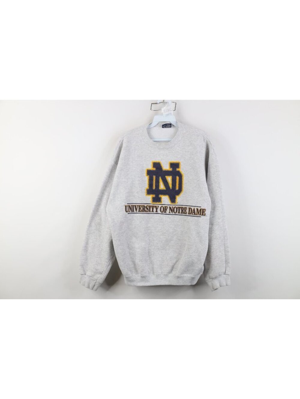 Vintage 90s Mens Large University of Notre Dame Crewneck Sweatshirt Gray USA - Picture 1 of 15